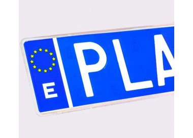 UTSCH PLACA MATRICULA ALUMINIO LARGA TAXI AZUL