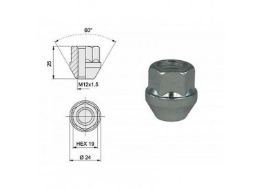 FARAD TUERCA 12X1 50 CONICA D19 L21 ABIERTA