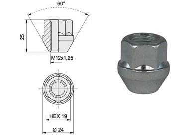 FARAD TUERCA 12X1 25 CONICA D19 L21 ABIERTA