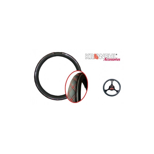 KRAWEHL CUBREVOLANTE 37-39CM PIEL NEGRO/CROMO KRAWEHL CUBREVOLANTE 37-39CM PIEL NEGRO/CROMO