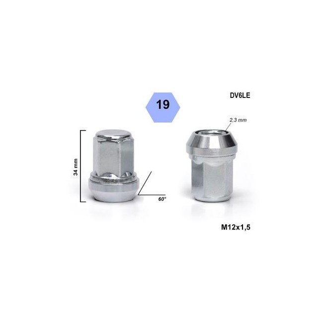 BIMECC TUERCA 12X1 50 CONICA D19 L34 DESPLAZABLE