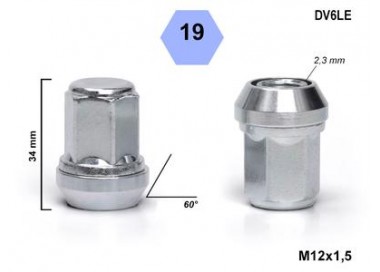 BIMECC TUERCA 12X1 50 CONICA D19 L34 DESPLAZABLE