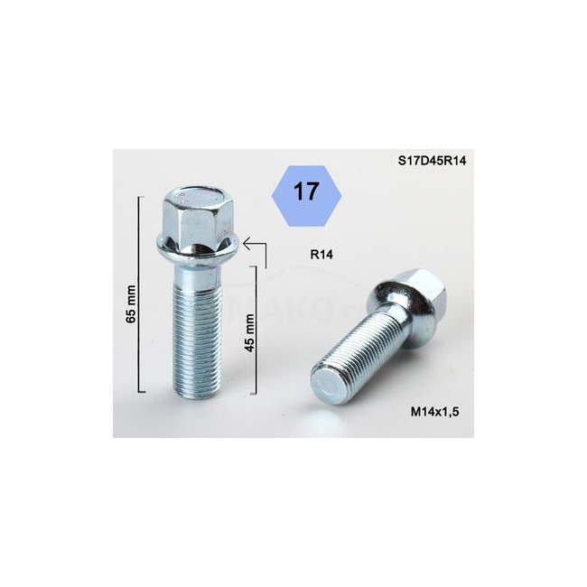 BIMECC TORNILLO 14X1 50 ESFERICO R14 D17 L45 