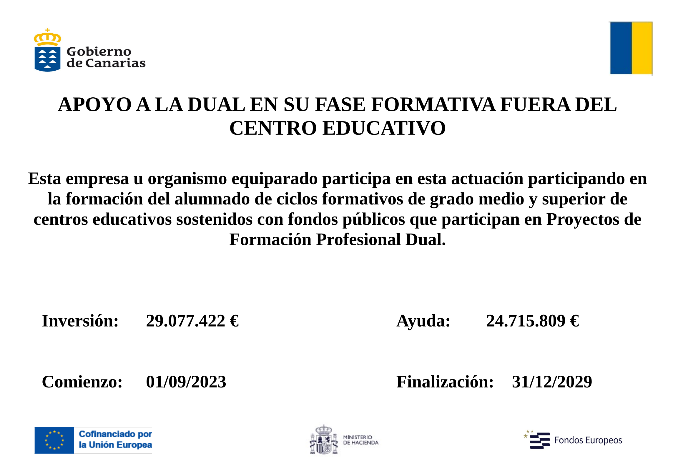 Apoyo a la Dual en su Fase Formativa - Gobierno de Canarias